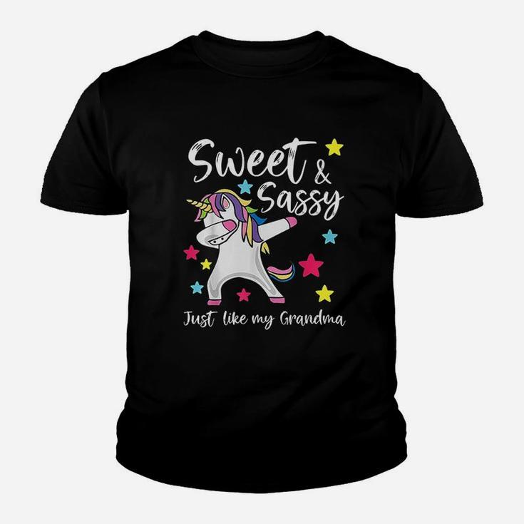 Sassy Like My Grandma Unicorn Matching Nana And Granddaughter Kid T-Shirt