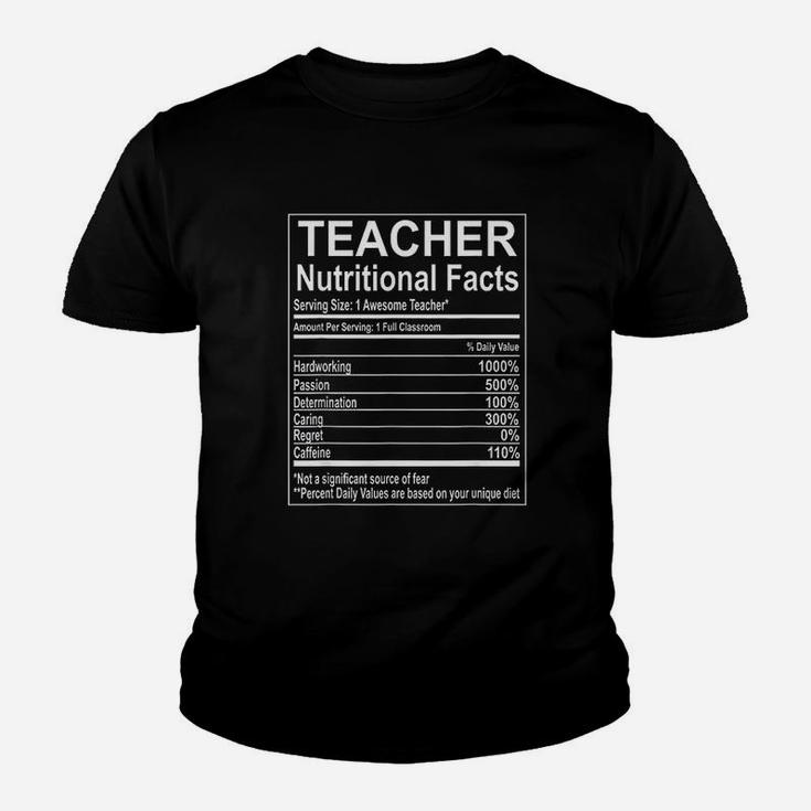 School Teacher Nutrition Facts Educator Kid T-Shirt