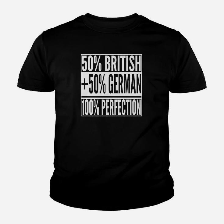 Schwarz Kinder Tshirt 50% British, 50% Deutsch = 100% Perfekt