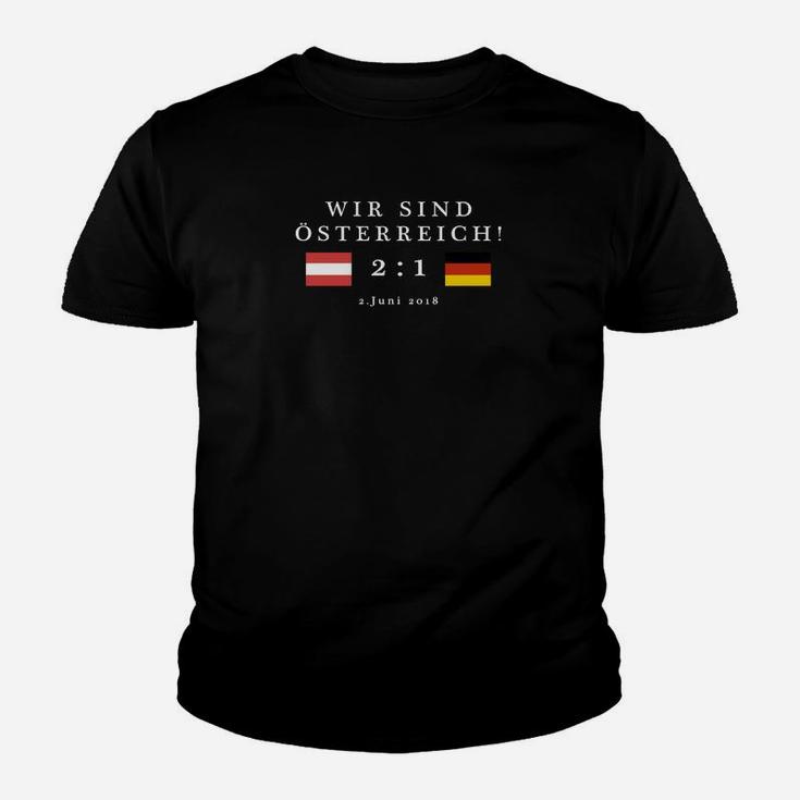 Schwarz Kinder Tshirt Fußball Wir sind Österreich 2:1, mit Deutschlandflagge
