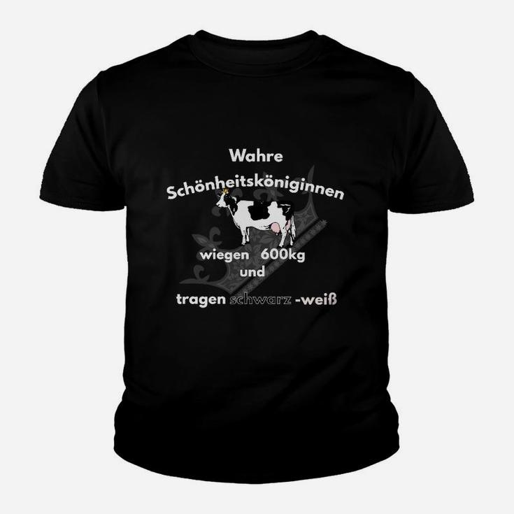 Schwarz-Weißes Kuhmotiv Kinder Tshirt, Schönheitsköniginnen Spruch