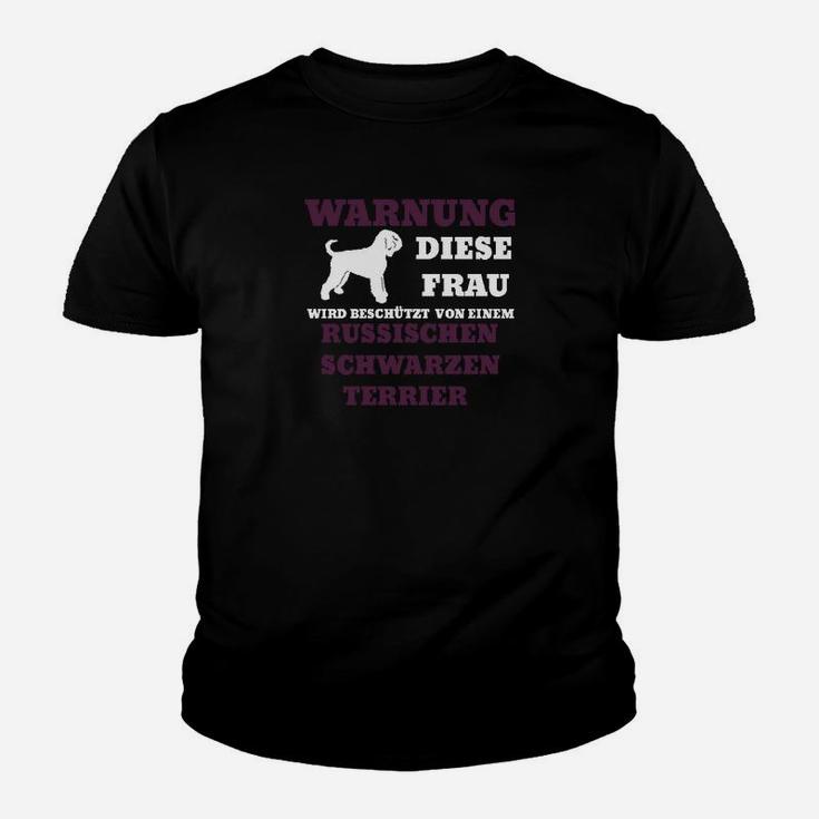 Schwarzer Terrier Hunde-Kinder Tshirt für Damen, Lustige Warnung