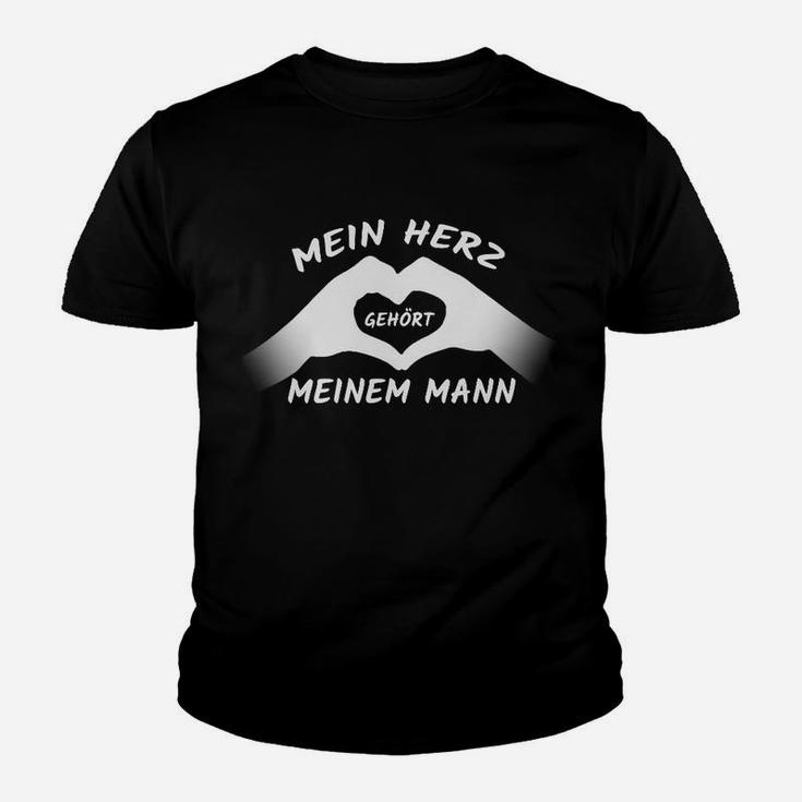 Schwarzes Damen Kinder Tshirt: Mein Herz Gehört Meinem Mann Aufdruck