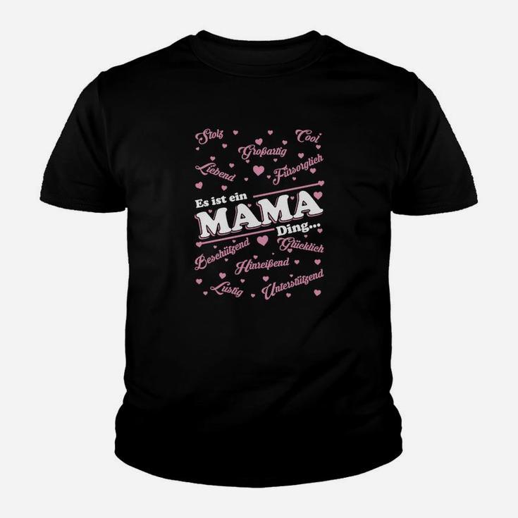 Schwarzes Damen-Kinder Tshirt mit Mama-Print in Herzform, Geschenkidee