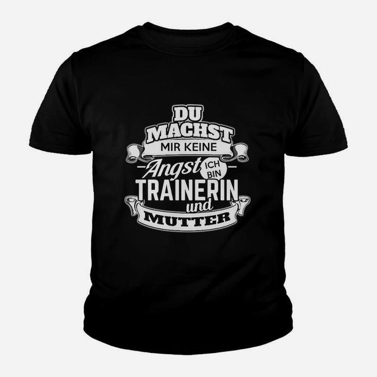 Schwarzes Fitness-Kinder Tshirt Trainerin & Mutter - Motivations Aufdruck