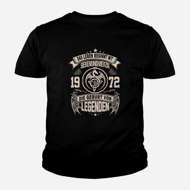 Schwarzes Geburtsjahr 1972 Legenden Kinder Tshirt, Personalisiertes Jahrgang Tee