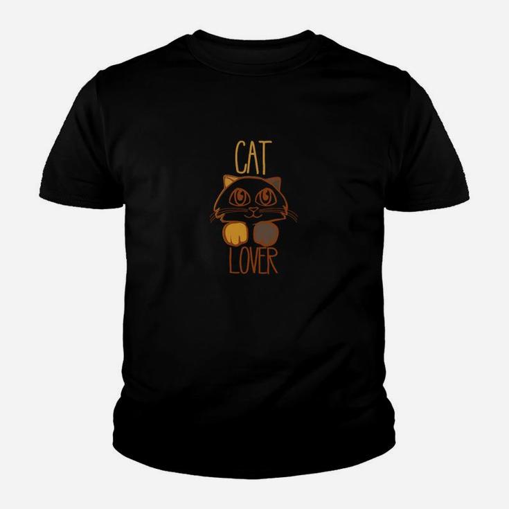 Schwarzes Katzenliebhaber Kinder Tshirt, Grafikdruck für Katzenfans