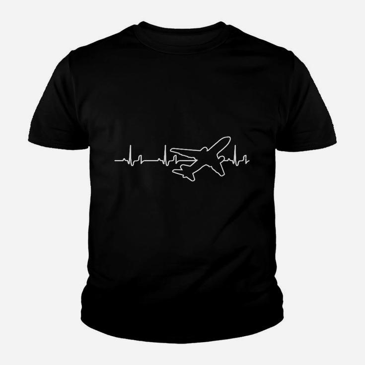 Schwarzes Kinder Tshirt Flugzeug-Herzschlag-Design, Piloten-Mode