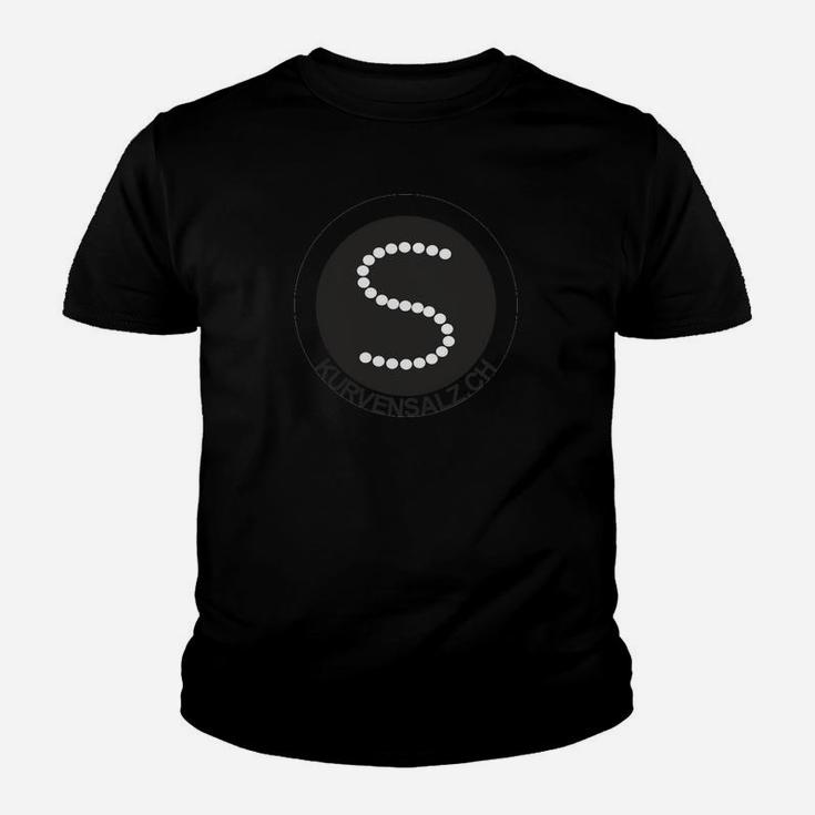 Schwarzes Kinder Tshirt Kreisdesign mit S-Motiv, Unisex Grafikshirt