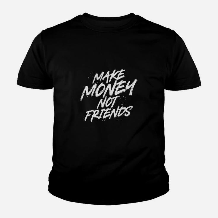 Schwarzes Kinder Tshirt Make Money Not Friends – Modisches Statement-Oberteil