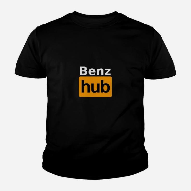 Schwarzes Kinder Tshirt mit Benz Hub Logo-Print, Modisches Design