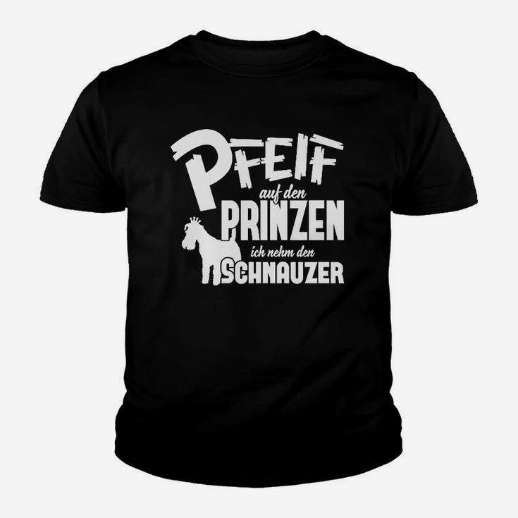 Schwarzes Kinder Tshirt Pfeif auf den Prinzen, ich nehm den Schnauzer, Einhorn