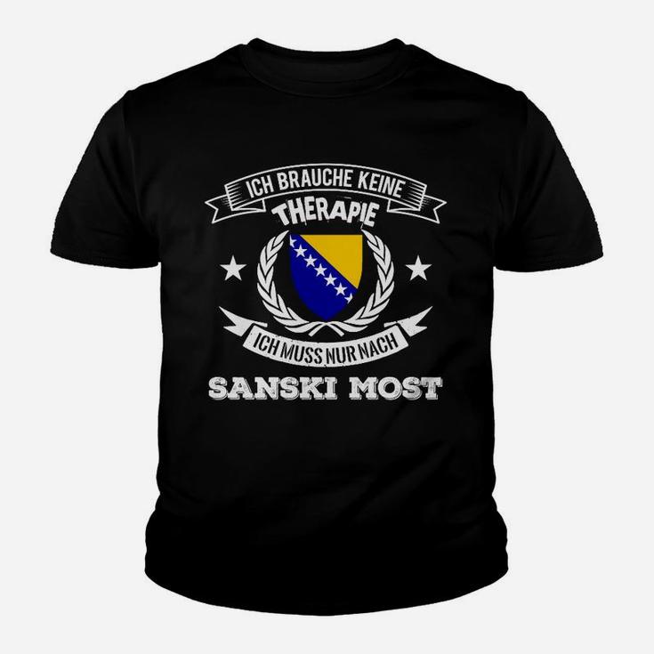 Schwarzes Kinder Tshirt Sanski Most Therapie mit Bosnien-Flagge