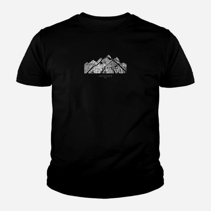 Schwarzes Kinder Tshirt Unisex mit Bergmotiv, Wanderlust Design