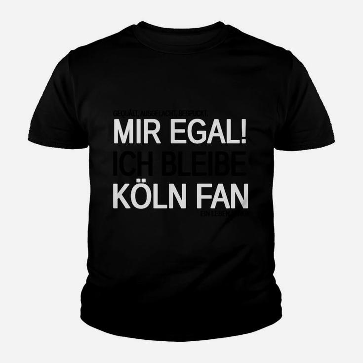 Schwarzes Köln Fan Kinder Tshirt 'Mir Egal! Ich bleibe Fan', Herren