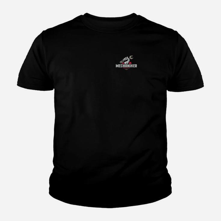 Schwarzes Kurzarm Kinder Tshirt für Herren mit Mechaniker-Design