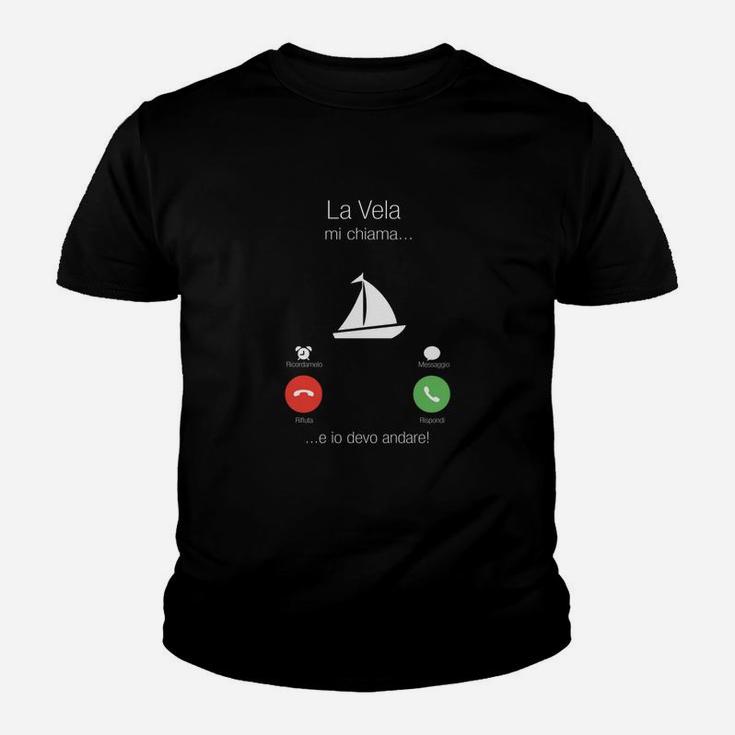 Schwarzes Segel-Kinder Tshirt mit italischem Spruch, Grafikdesign Unikat