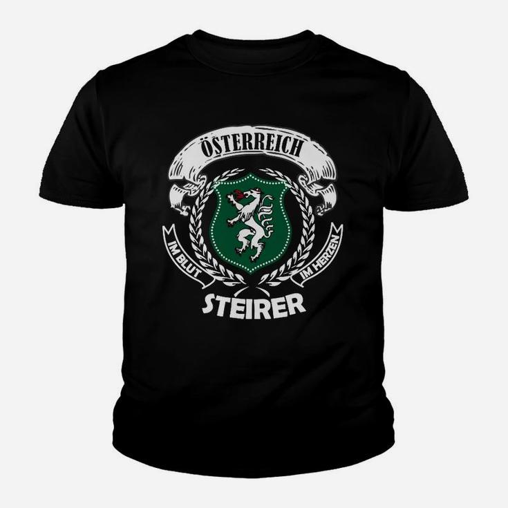 Schwarzes Steirer Wappen Kinder Tshirt für Herren mit Österreich-Print