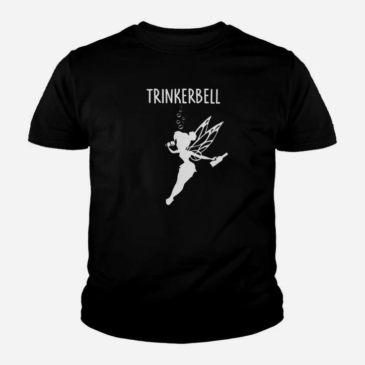 Schwarzes Trinkerbell Kinder Tshirt, Lustiges Fee-Motiv für Partys