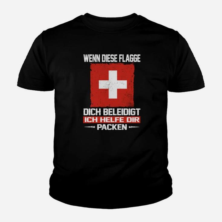 Schweizer Flagge Kinder Tshirt: Patriotisch mit Kreuz & Spruch