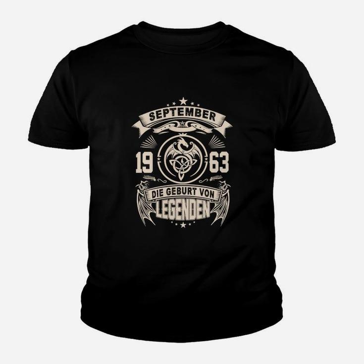 September 1963 Legenden Geburtstag Kinder Tshirt, Retro Vintage Design