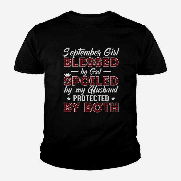 September Girl Blessed By God Spoiled By My Husband Kid T-Shirt