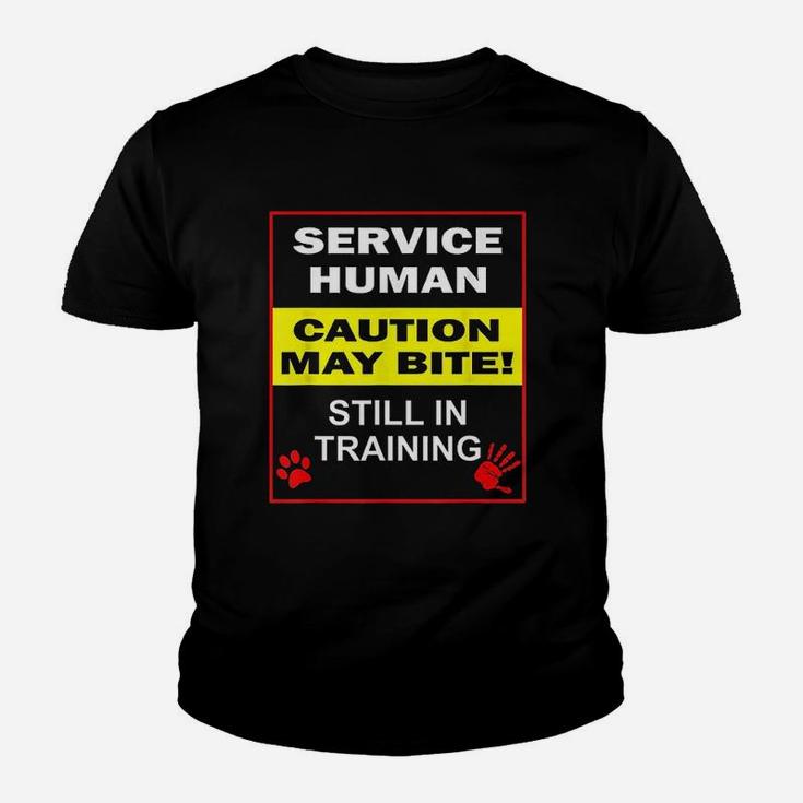 Service Dog In Training Funny Human Training Dog Walker Gift Kid T-Shirt