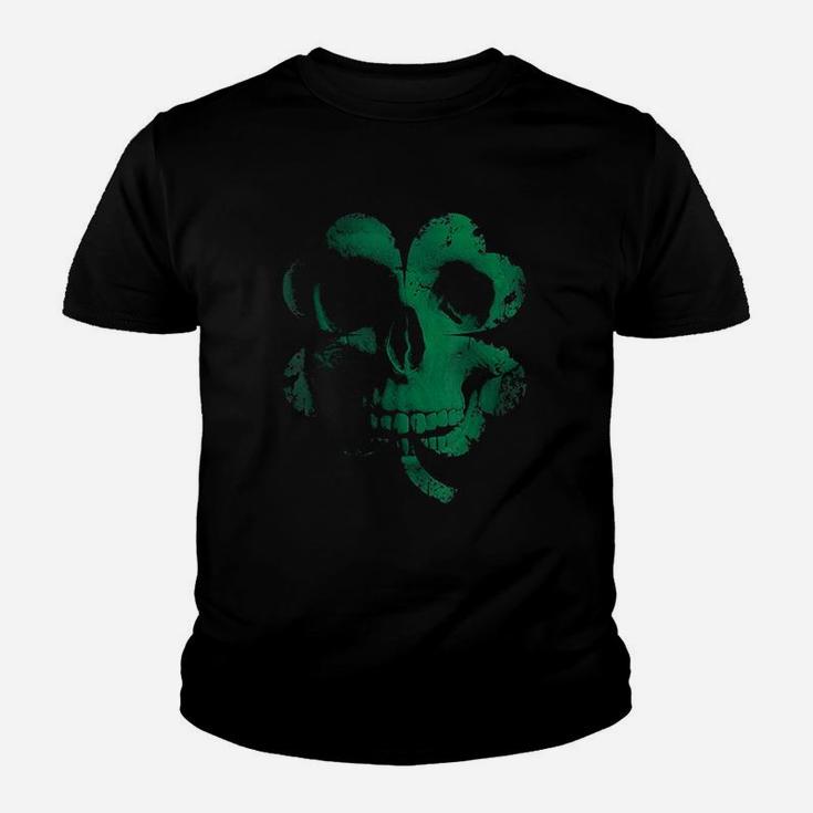 Shamrock Clover Skull Irish St Patrick Day Kid T-Shirt