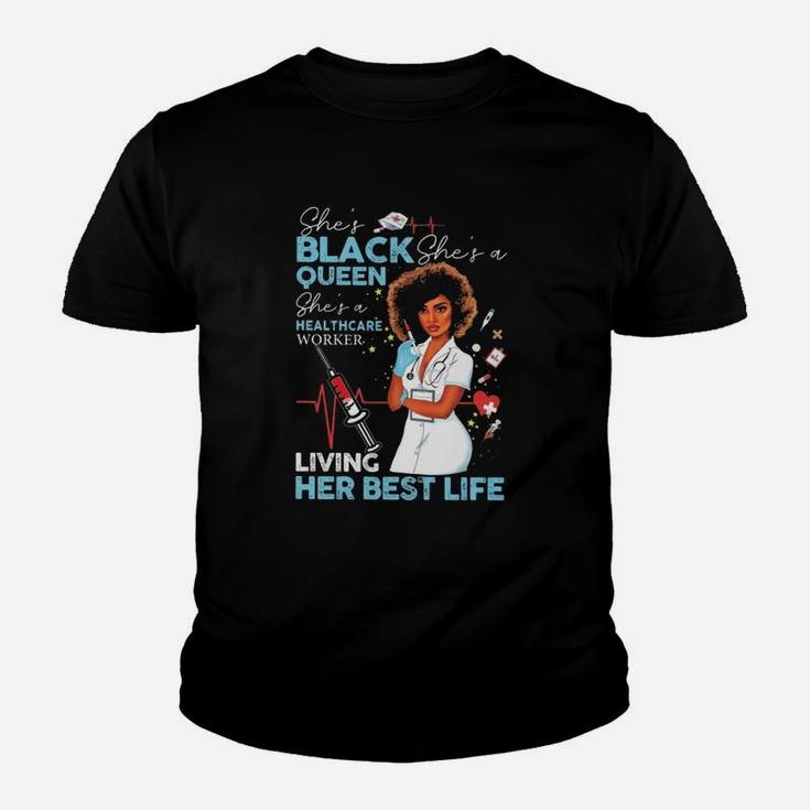 She Is Black Queen Nurse Kid T-Shirt