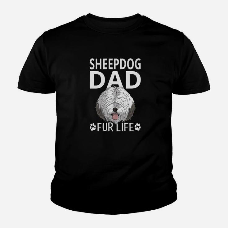 Sheepdog Dad Fur Life Dog Fathers Day Gift Pun Kid T-Shirt