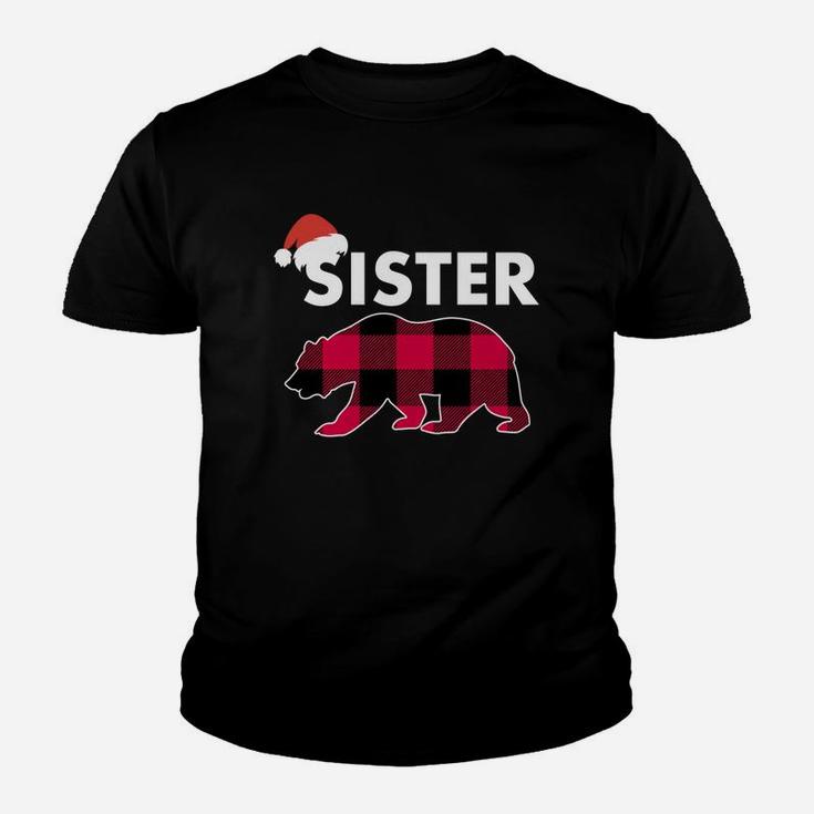 Sister Christmas Bear Plaid Matching Family Christmas Pajama Kid T-Shirt