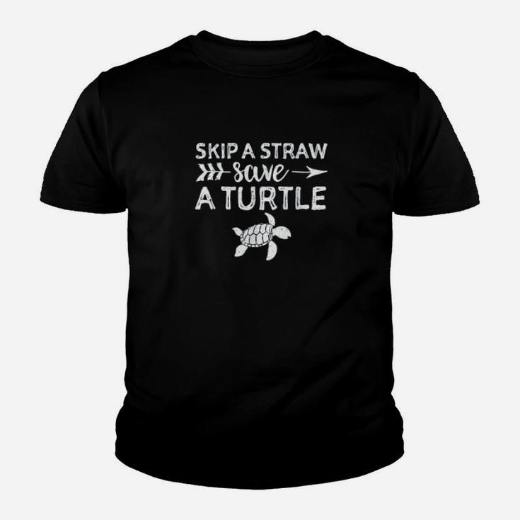 Skip A Straw Save A Turtle Climate Change Kid T-Shirt