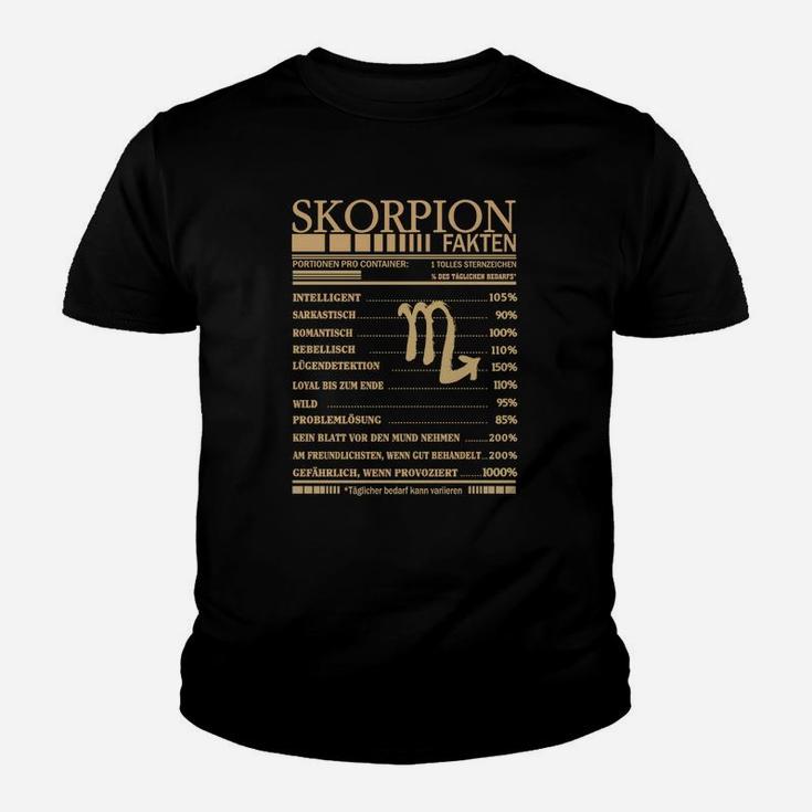 Skorpion Sternzeichen Kinder Tshirt Schwarz, Goldfolien Zodiac Design