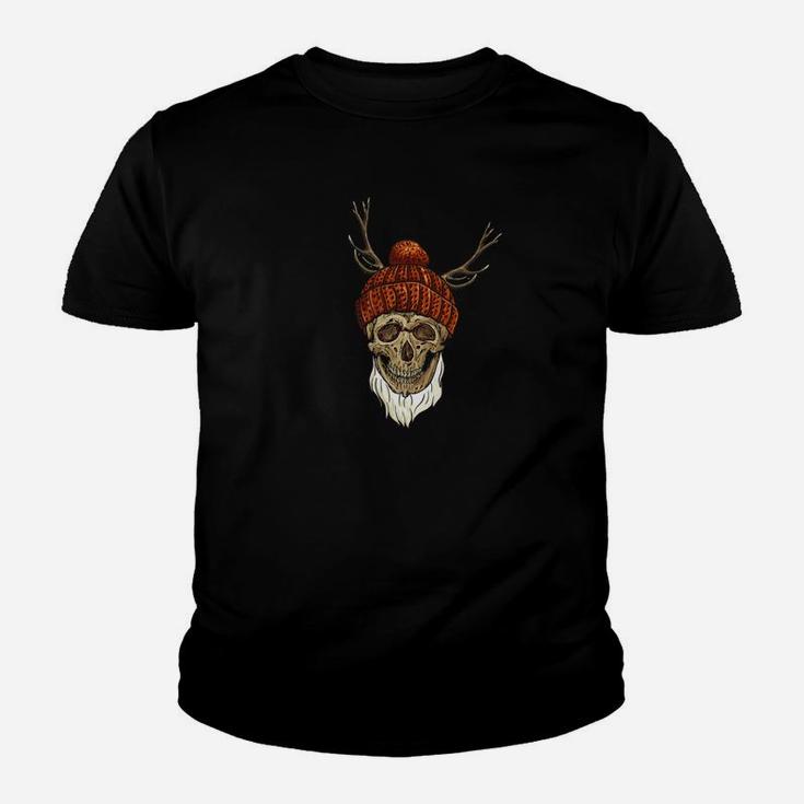 Skull Bearded Man Christmas Deer Reindeer Kid T-Shirt