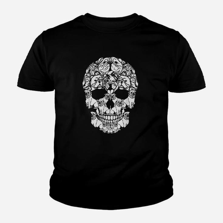 Skull English Bulldog Dog Gifts Funny Halloween Costume Kid T-Shirt