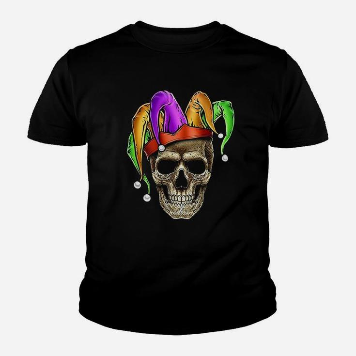 Skull Mardi Gras Jester Carnival Louisiana Cajun Kid T-Shirt