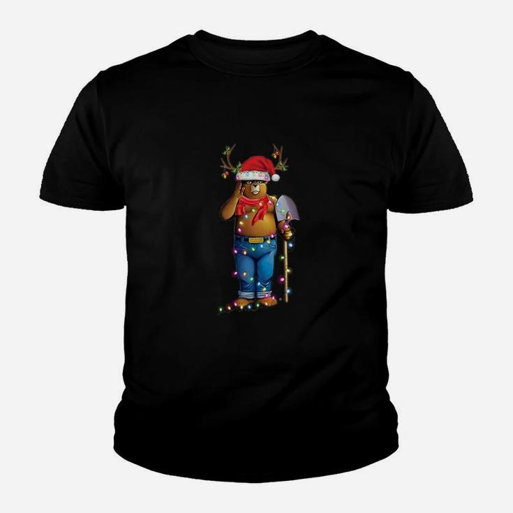 Smokey Bear Santa Reindeer Christmas Light Shirt Kid T-Shirt