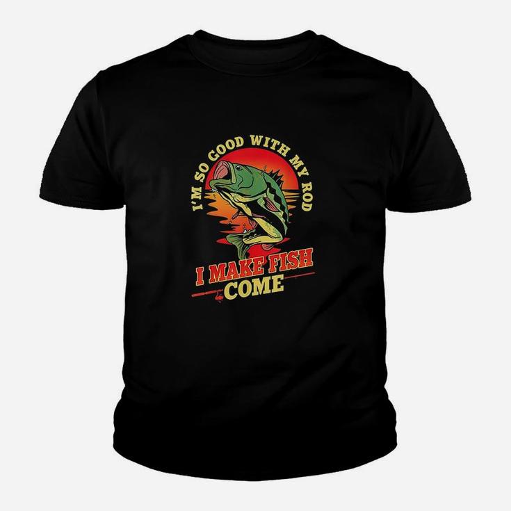 So Good With My Rod I Make Fish Come Funny Vintage Fishing Kid T-Shirt