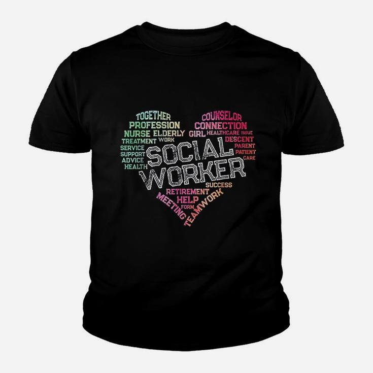 Social Worker Word Cloud Heart Social Work Gift Kid T-Shirt