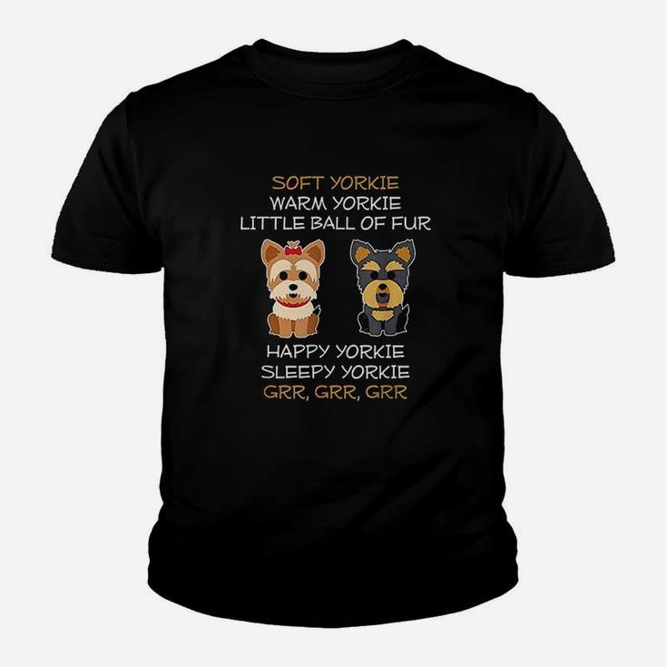 Soft Yorkie Warm Yorkie Little Ball Of Fur Yorkie Dog Kid T-Shirt