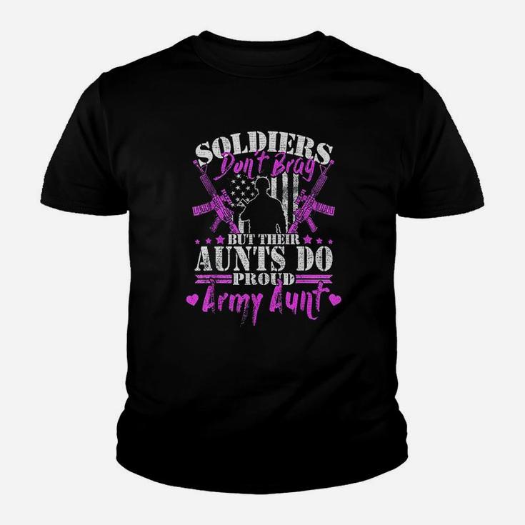 Soldiers Dont Brag Proud Army Aunt Military Auntie Gift Kid T-Shirt
