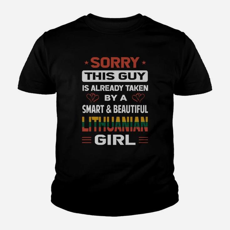 Sorry This Guy Is Already Taken By A Smart And Beautiful Lithuanian Girl Youth T-shirt