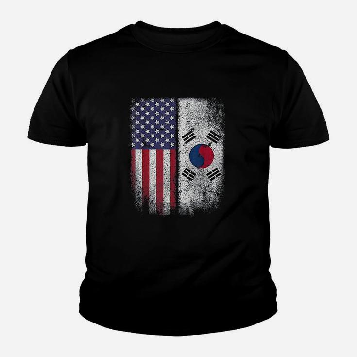 South Korean American Flag Korea Usa America Gift Kid T-Shirt
