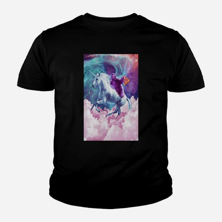 Space Sloth On Unicorn Sloth Pizza Youth T-shirt