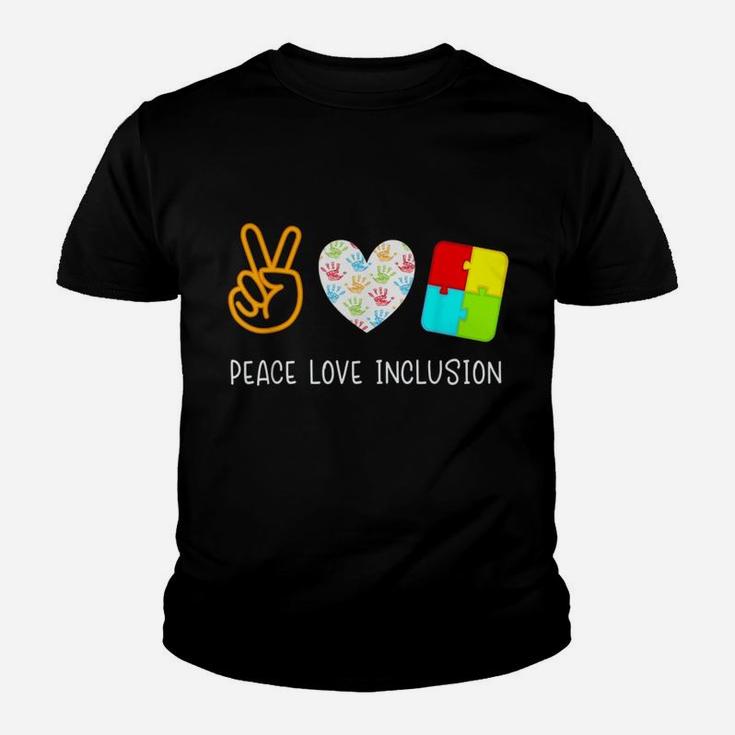 Sped Special Education Peace Love Inclusion Kid T-Shirt