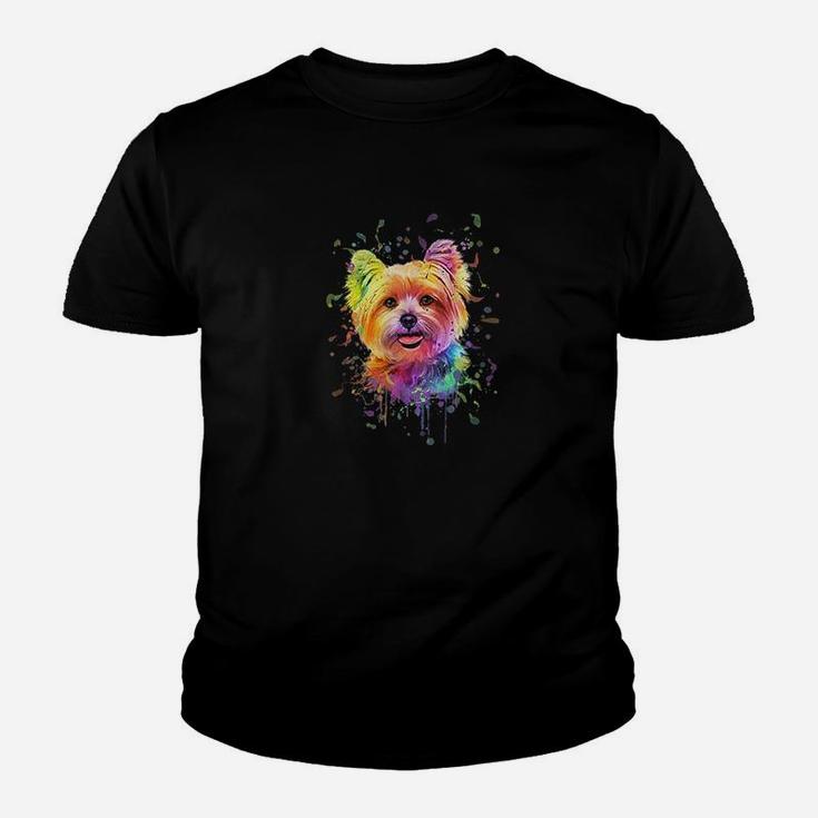 Splash Art Yorkie Dog Lover Gift Men Women Yorkshire Terrier Kid T-Shirt