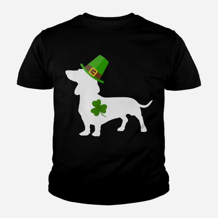 St Patrick Funny Leprechaun Dachshund Dog Shamrock Kid T-Shirt