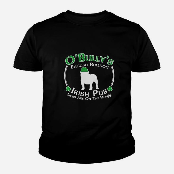 St Patricks Day Dog English Bulldog Irish Pub Kid T-Shirt