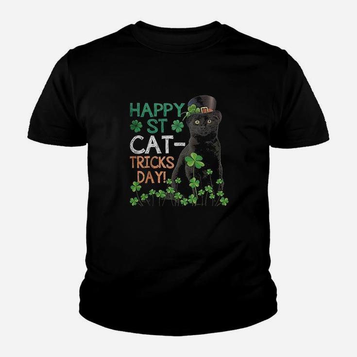 St Patricks Day Happy St Cat Tricks Day Kid T-Shirt