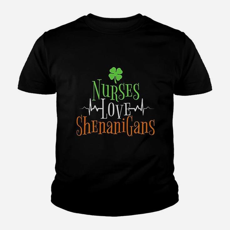 St Patricks Day Nurse Love Shenanigans Funny Kid T-Shirt